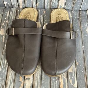 Earthing Harmony Women’s Grounding Shoes Clogs Black Leather Slides 42 US 11